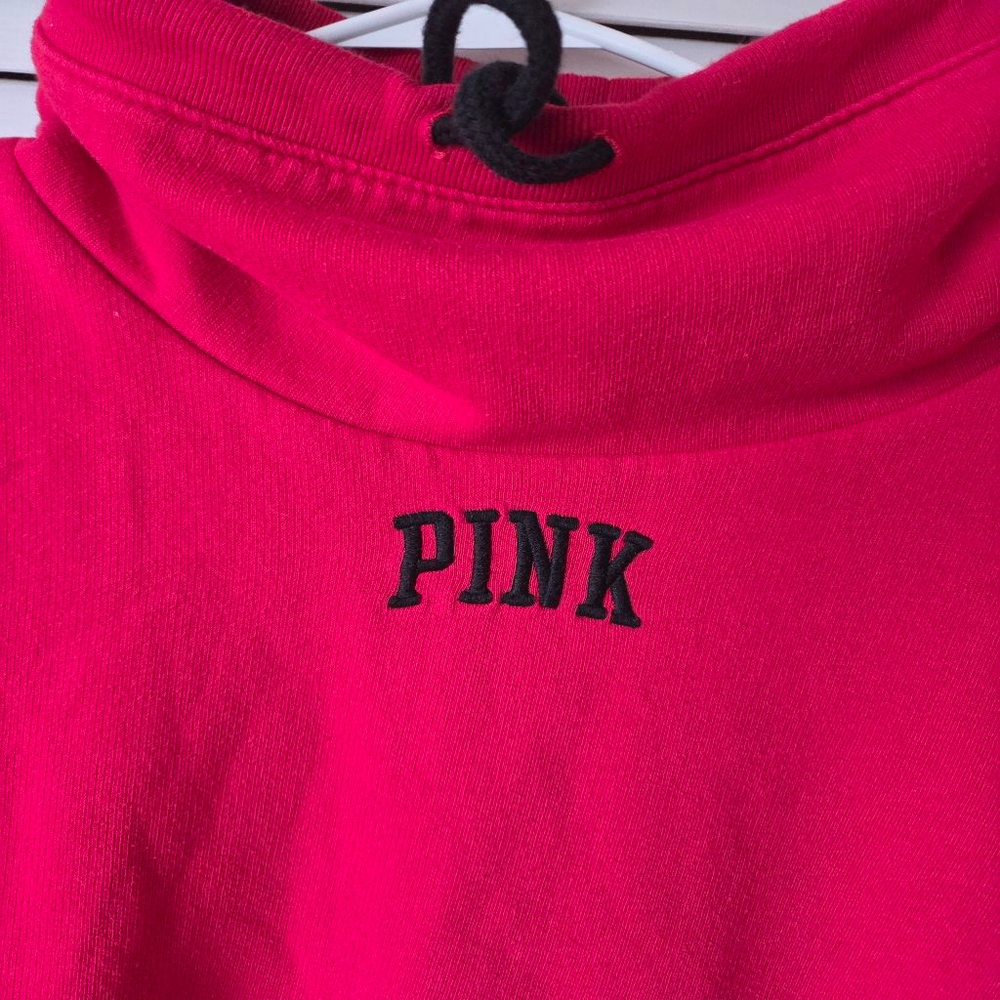 Pink Victoria's Secret Red and Black sherpa pullover cowel drawstring - Picture 2 of 9